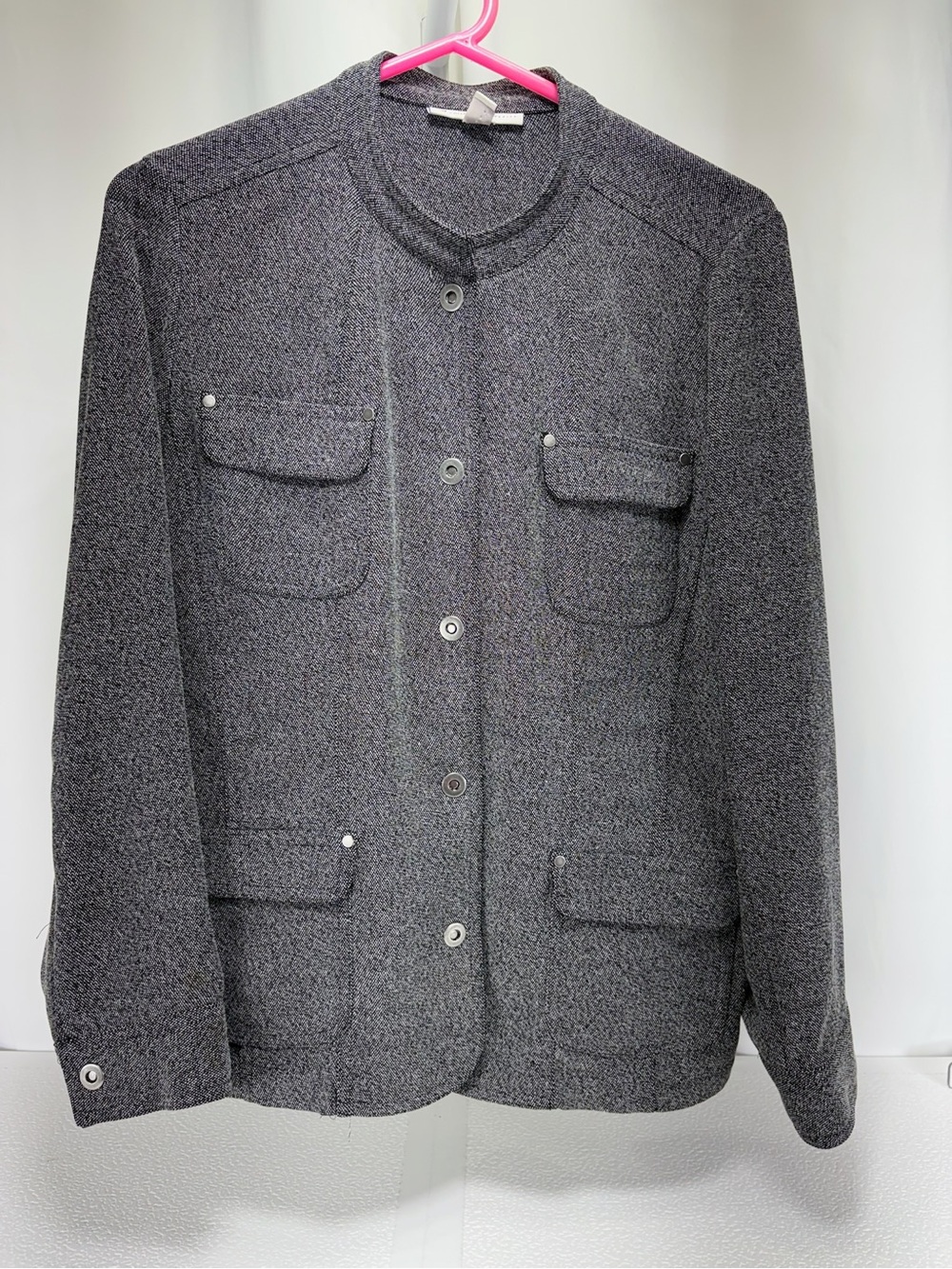 JM Collection Charcoal Button-Front Knit Blazer 4620